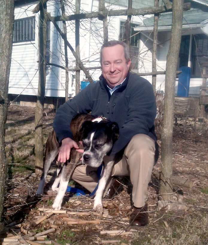 Rescue dog Huck with adopter Nick