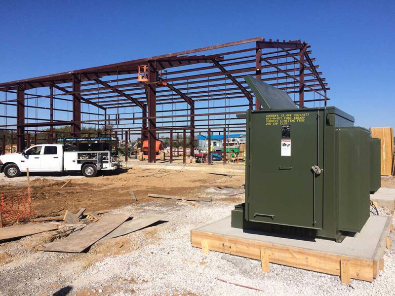 October, 2015: Shelby Energy Cooperative workers installed this transformer at the Bulleit Distillery under construction in Shelby County.