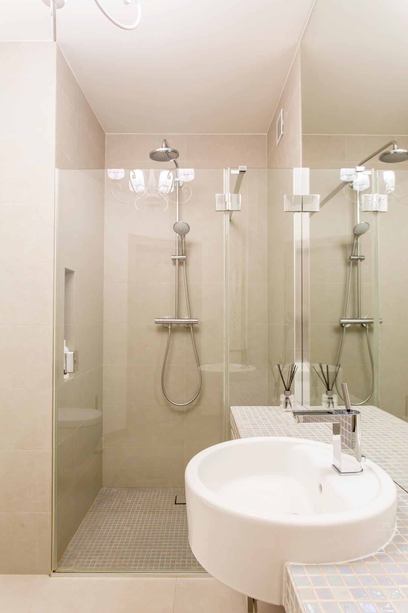 Closeup shot of a round sink in a minimalistic bathroom interior