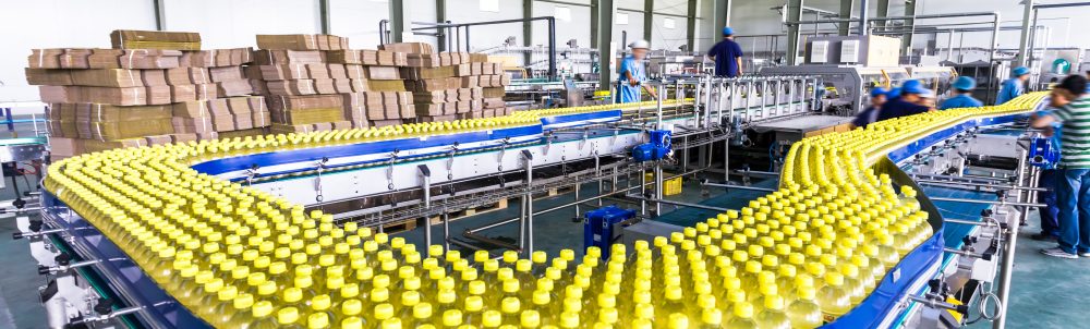 River Ridge Commerce Center newly produced yellow beverages in the factory